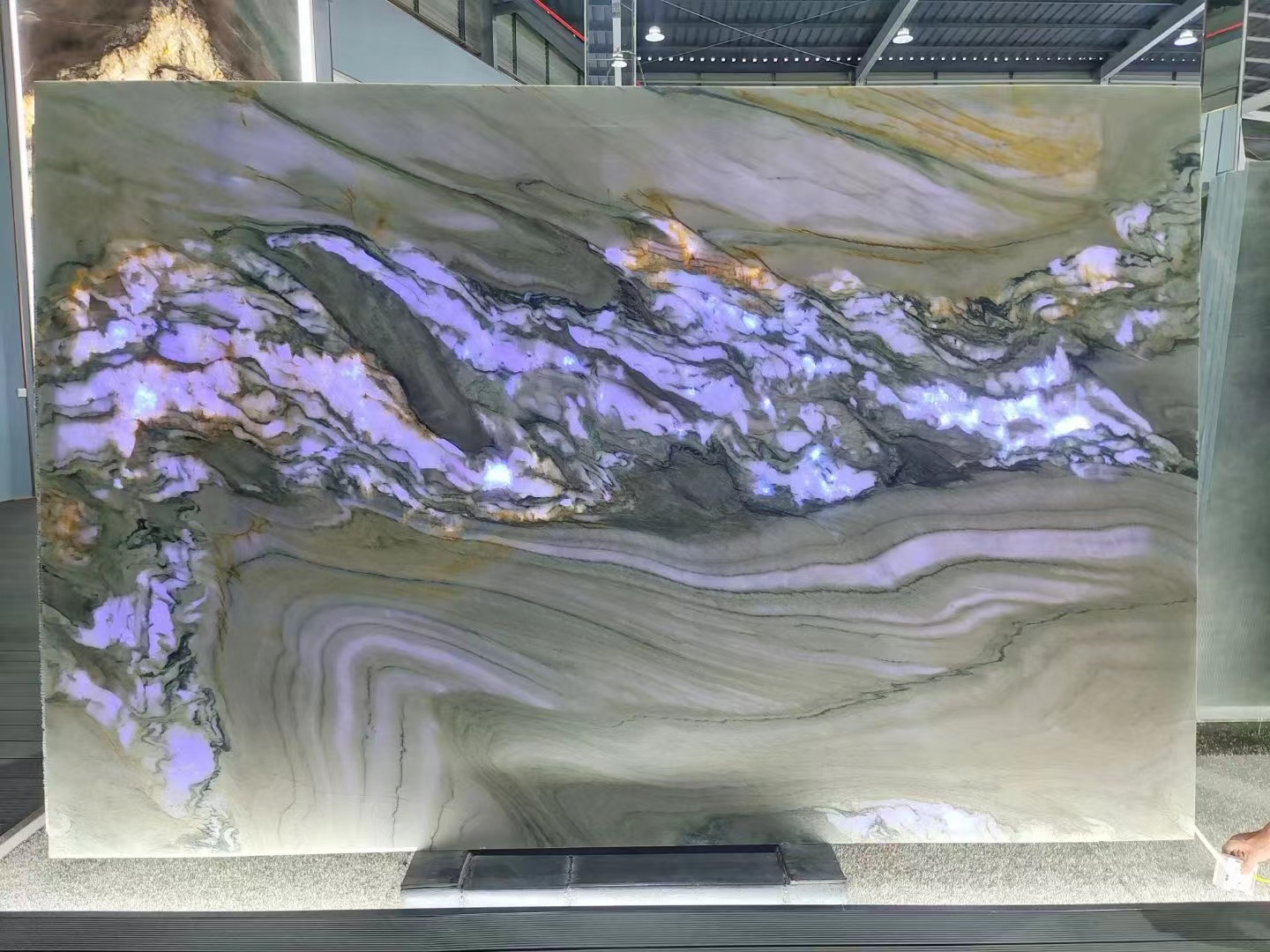 The same Macaubas Fantasy quartzite, backlit